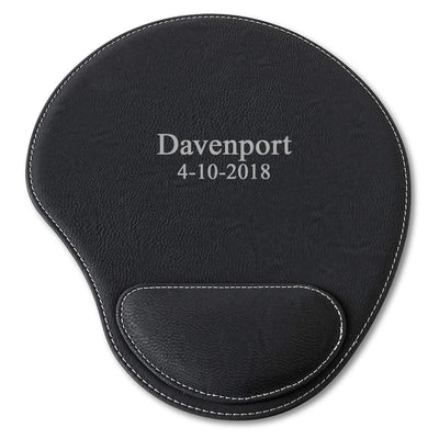 Black Faux Leather Personalized Mouse Pad