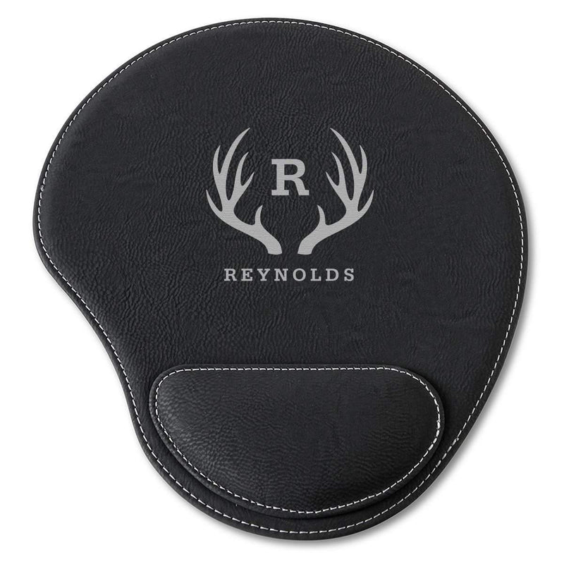 Corporate | Black Faux Leather Personalized Mouse Pad