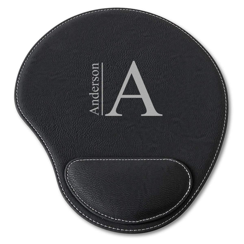 Black Faux Leather Personalized Mouse Pad