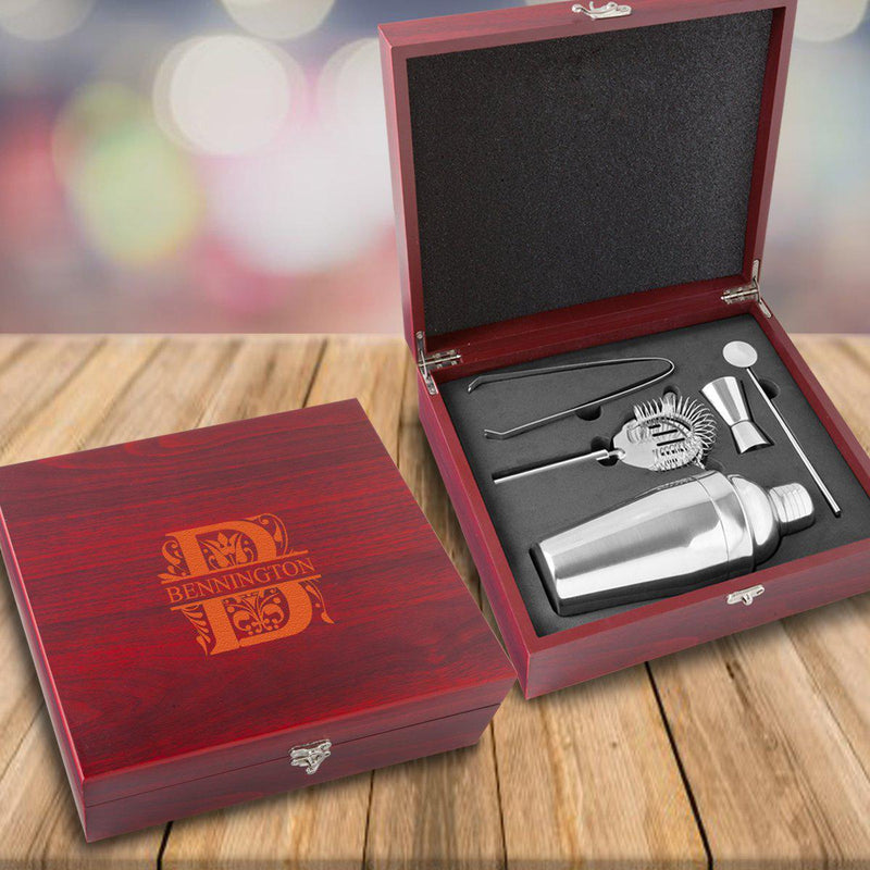 Personalized Rosewood Martini Gift Set Box