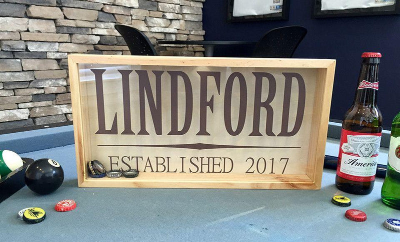 Personalized Beer Bottle Cap Shadow Box - Large