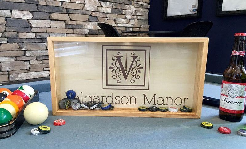 Personalized Beer Bottle Cap Shadow Box - Large