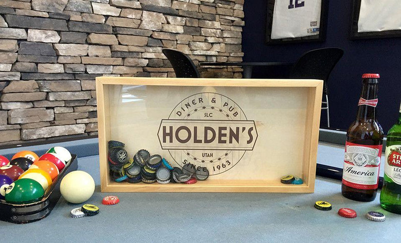 Personalized Beer Bottle Cap Shadow Box - Large