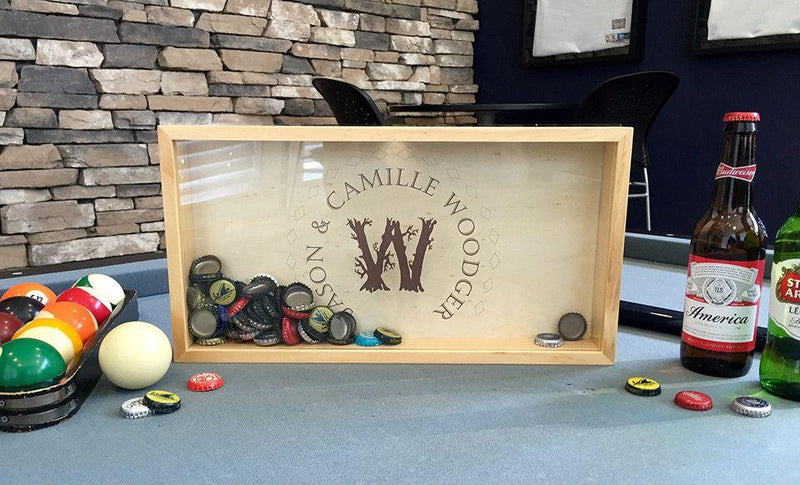 Personalized Beer Bottle Cap Shadow Box - Large