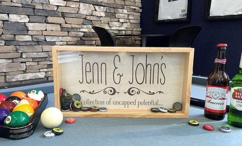 Personalized Beer Bottle Cap Shadow Box - Large