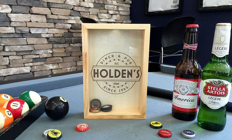 Personalized Beer Bottle Cap Shadow Box - Small