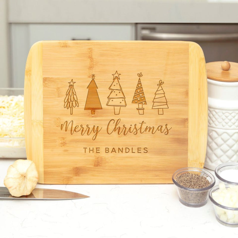 Personalized Holiday Bamboo Cutting Boards - Rounded Edge