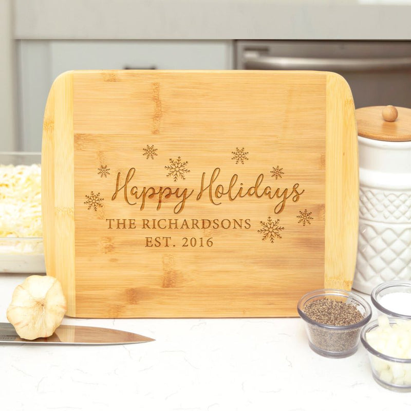 Personalized Holiday Bamboo Cutting Boards - Rounded Edge