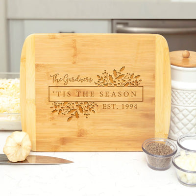 Personalized Holiday Bamboo Cutting Boards - Rounded Edge