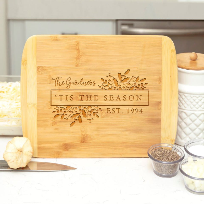 Personalized Holiday Bamboo Cutting Boards - Rounded Edge