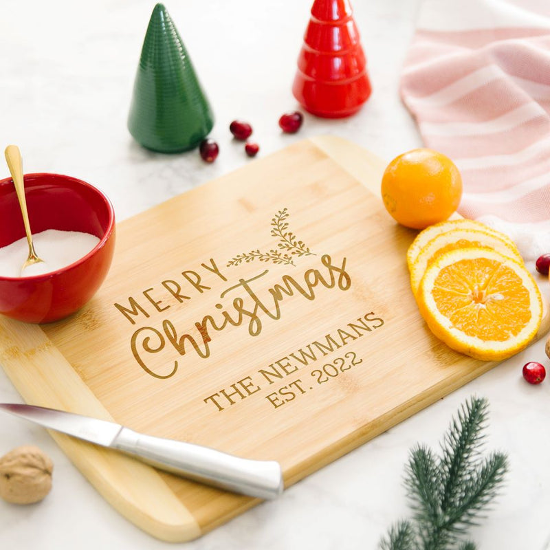 Personalized Holiday Bamboo Cutting Boards - Rounded Edge