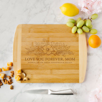 Personalized Mother's Day Two-Tone (Rounded Edge) Bamboo Cutting Boards