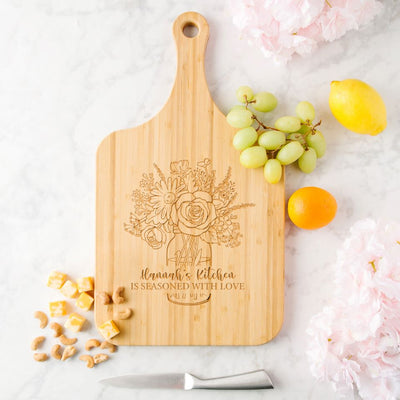 Personalized Mother's Day Handled Bamboo Serving Boards