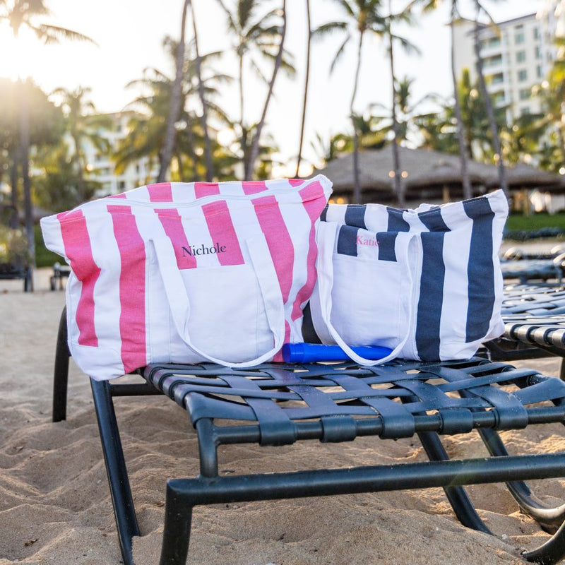 Personalized Tote Bags - Candy Striped - Beach Bag