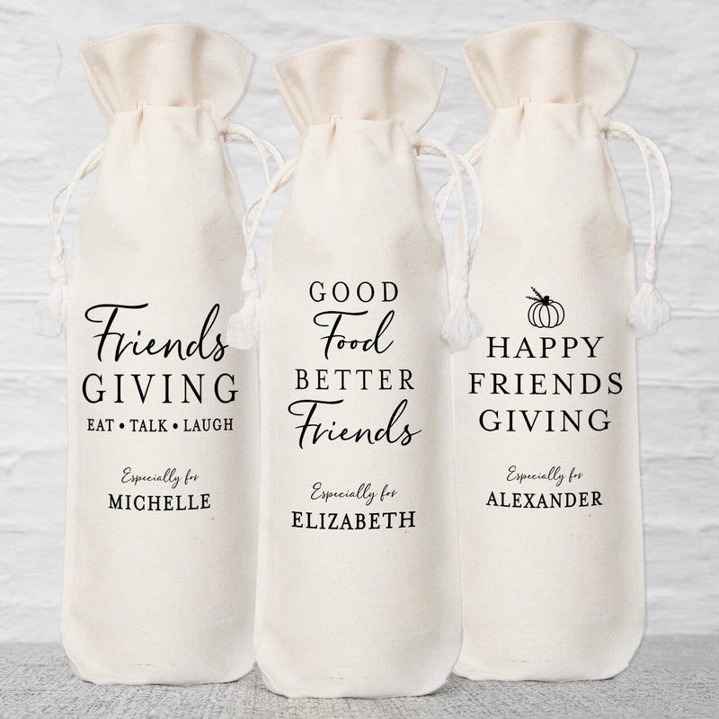 Personalized Friendsgiving Wine Gift Bags