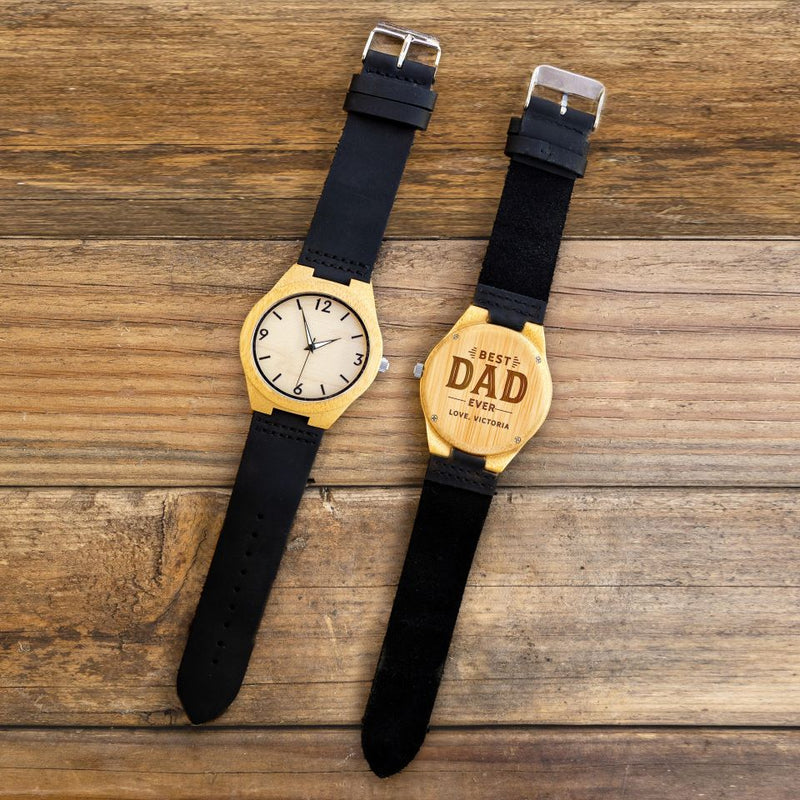 Personalized Wooden Watches for Dad - Black