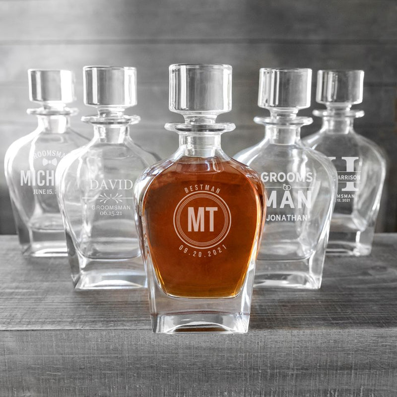 Personalized Groomsmen Antique 24 oz. Whiskey Decanter - Set of 5