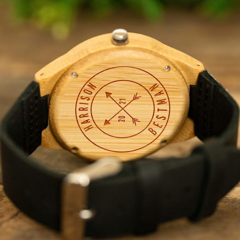 Personalized Wooden Watches for Groomsmen - Black