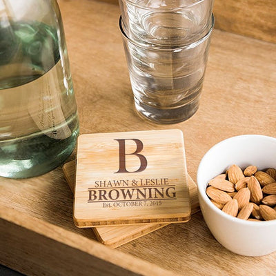 Personalized Thick Bamboo Coasters