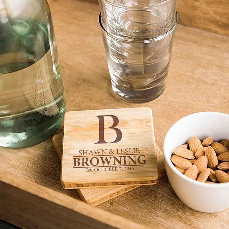 Personalized Thick Bamboo Coasters