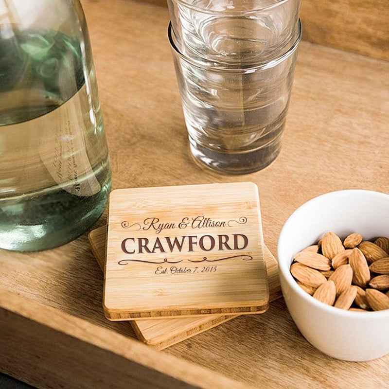 Personalized Thick Bamboo Coasters