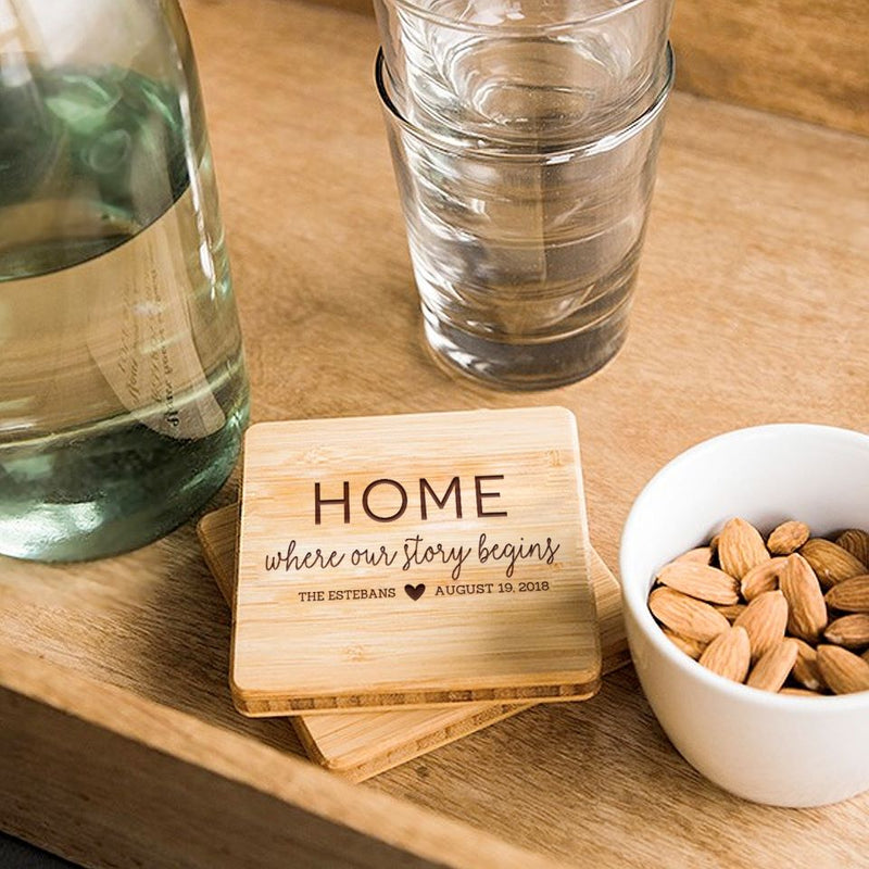 Personalized Thick Bamboo Coasters
