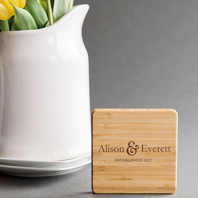 Personalized Thick Bamboo Coasters