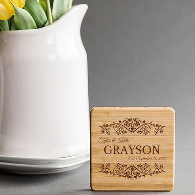 Personalized Thick Bamboo Coasters