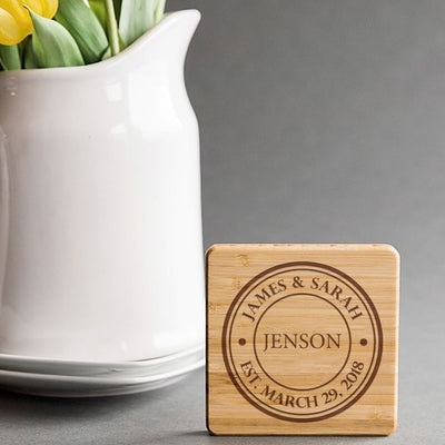 Personalized Thick Bamboo Coasters
