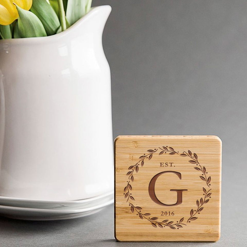 Personalized Thick Bamboo Coasters