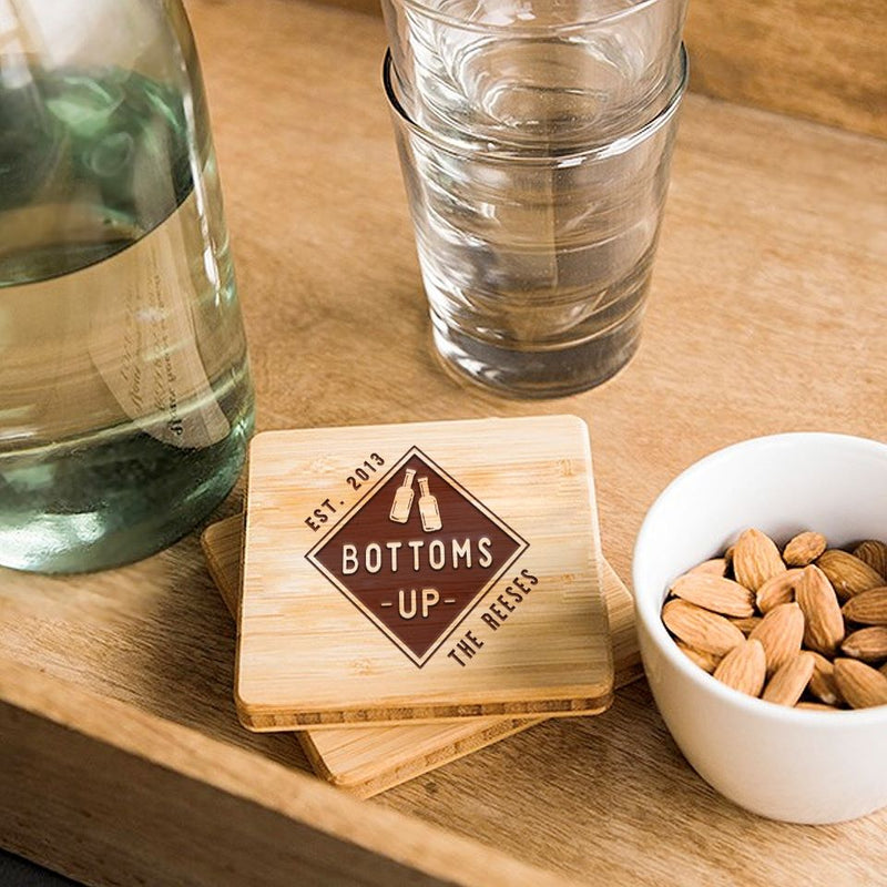 Personalized Mancave Bamboo Coasters