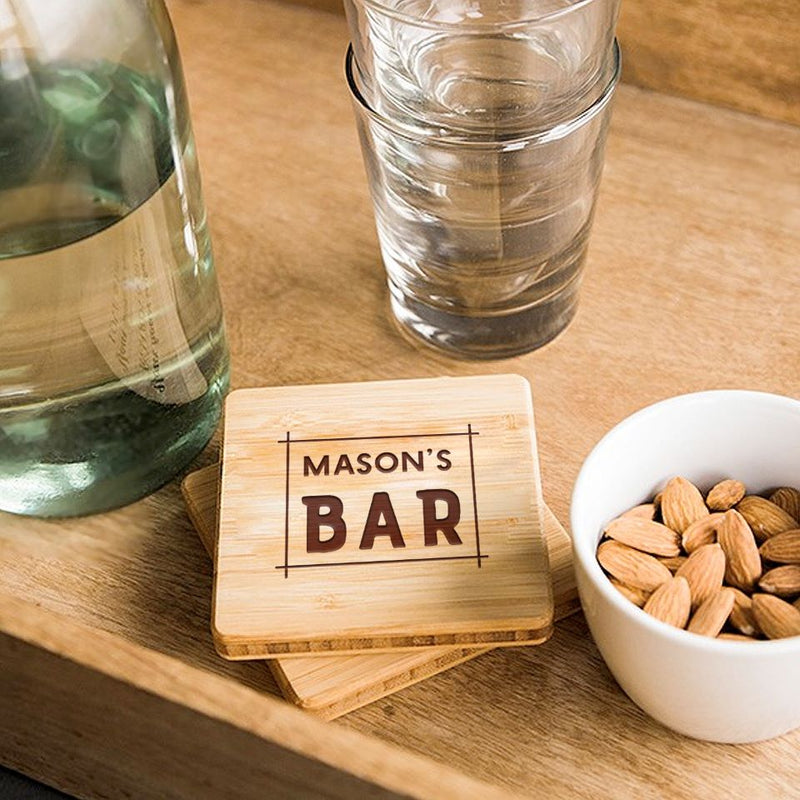 Personalized Mancave Bamboo Coasters