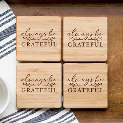 Personalized Thanksgiving Bamboo Coasters