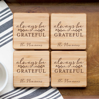Personalized Thanksgiving Bamboo Coasters