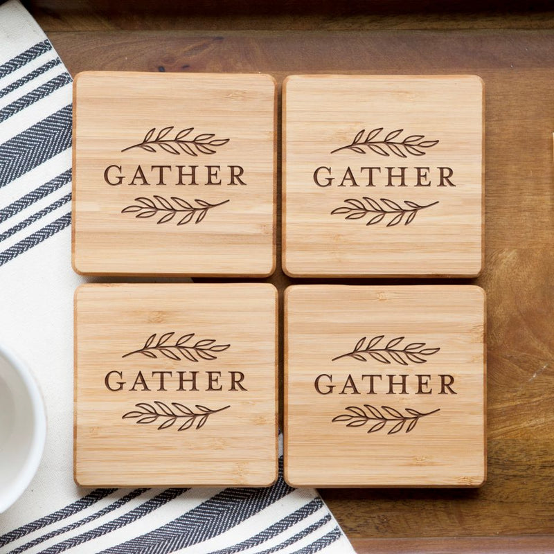 Personalized Thanksgiving Bamboo Coasters