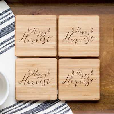 Personalized Thanksgiving Bamboo Coasters