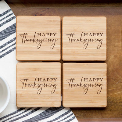Personalized Thanksgiving Bamboo Coasters
