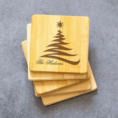 Personalized Thick Bamboo Coasters