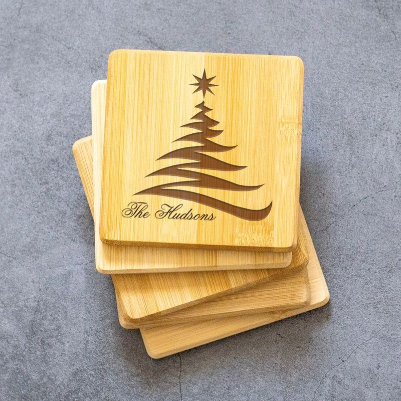 Personalized Thick Bamboo Coasters