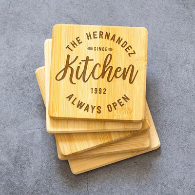 Personalized Thick Bamboo Coasters
