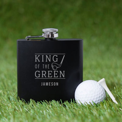 Personalized Black Matte Golf Flask - Set of 5