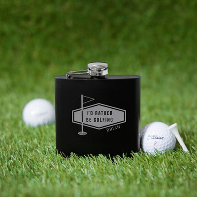 Personalized Black Matte Golf Flask - Set of 5