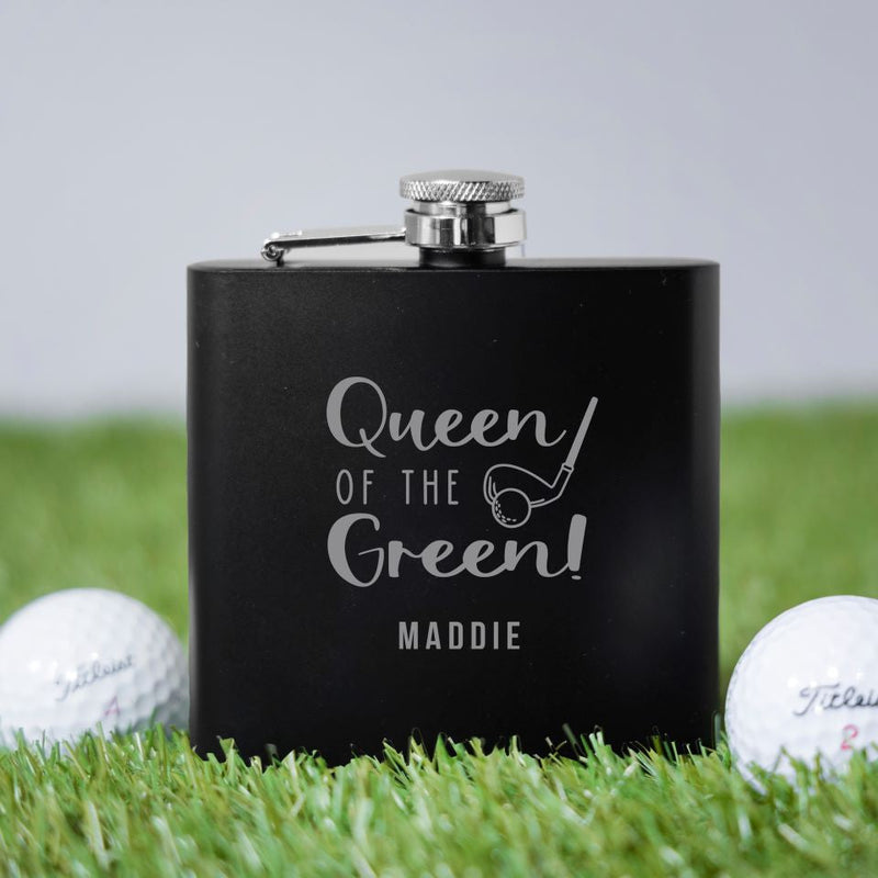 Personalized Black Matte Golf Flask