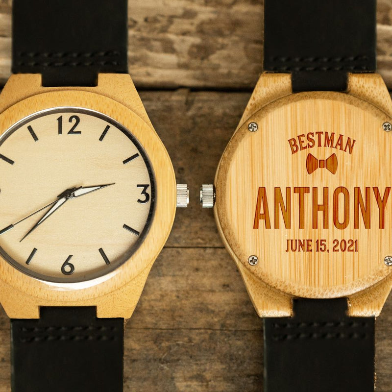 Personalized Wooden Watches for Groomsmen - Black