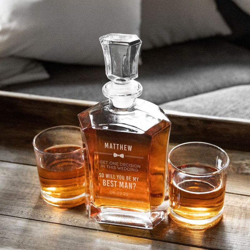 Personalized Decanter - Glass Whiskey Decanter - Groomsmen Designs