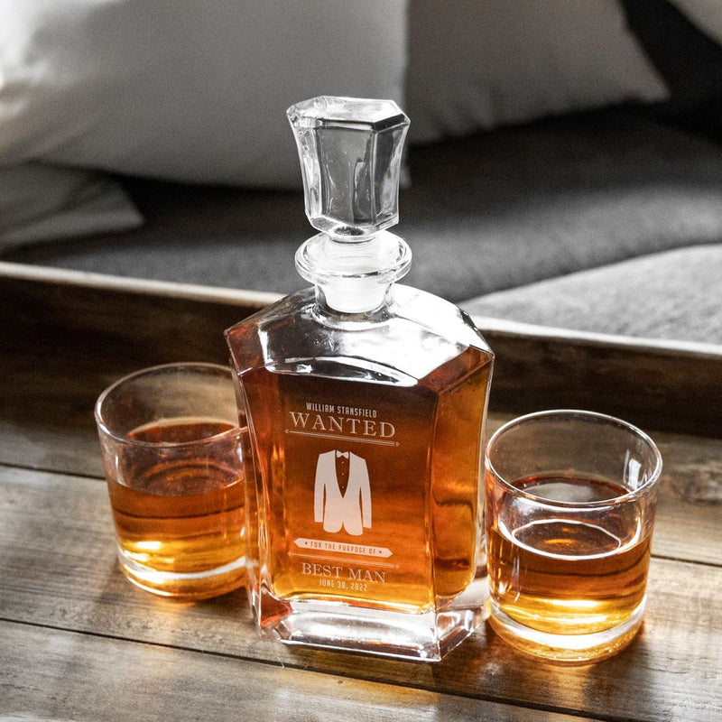 Personalized Decanter - Glass Whiskey Decanter - Groomsmen Designs