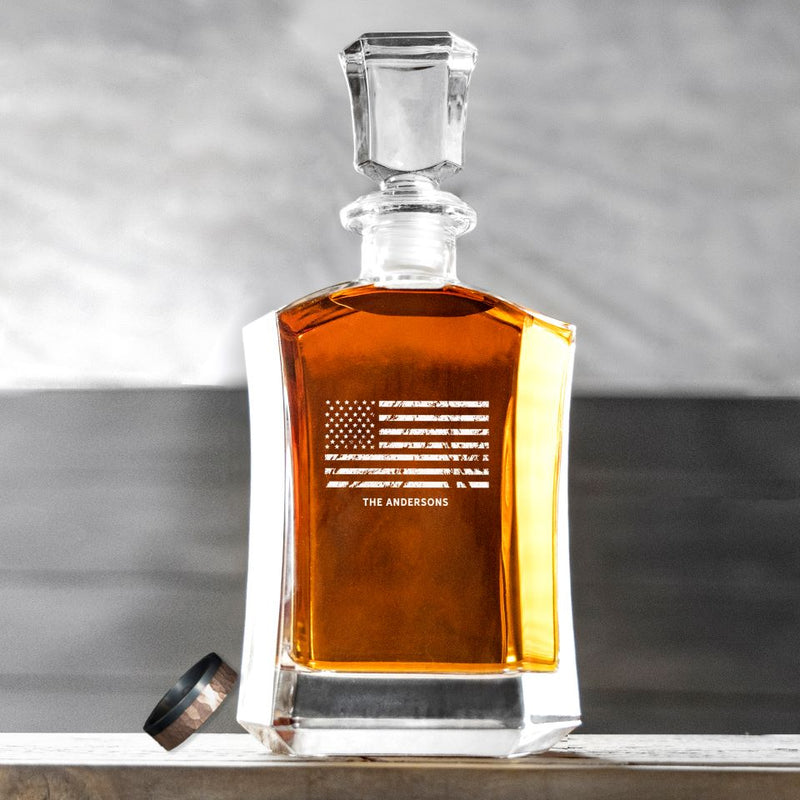 Personalized Decanter - Glass Whiskey Decanter - Patriotic Designs