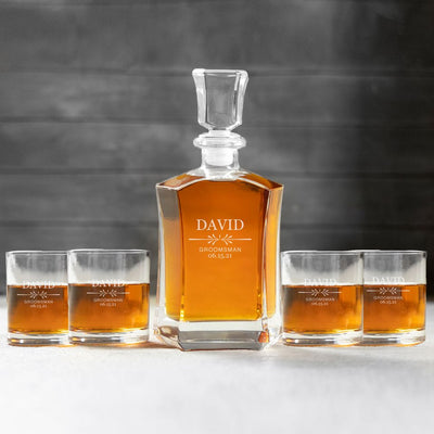 Personalized Glass Whiskey Decanter - Original Groomsmen Designs