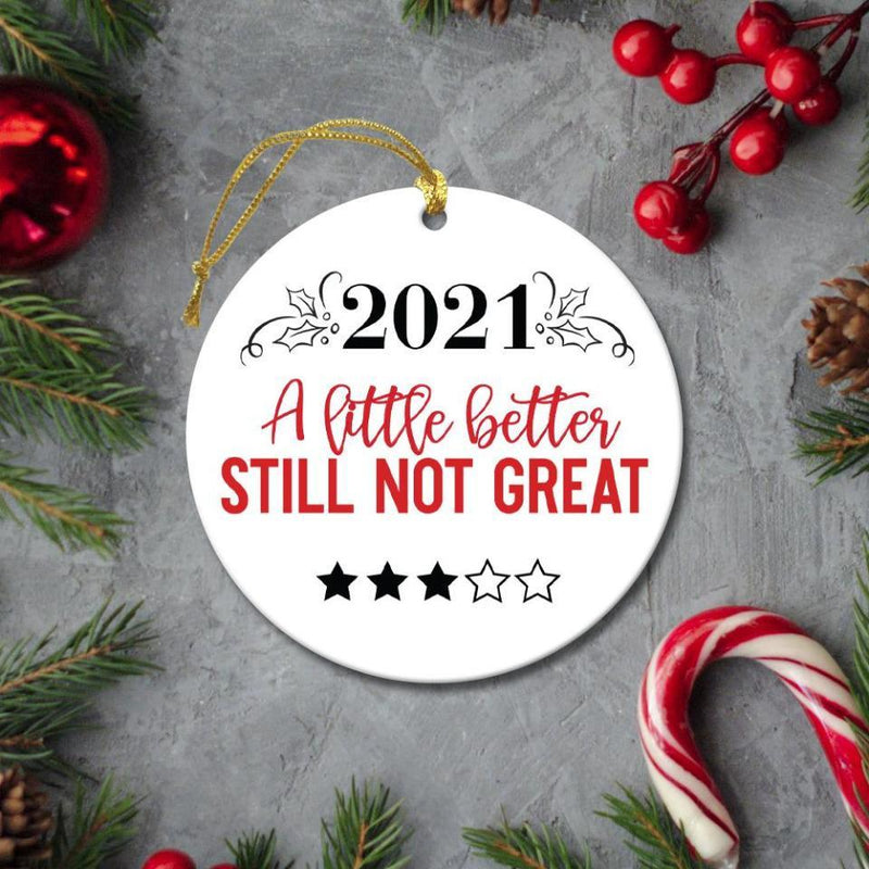 Non-Personalized Snarky Christmas Round Ceramic Ornaments