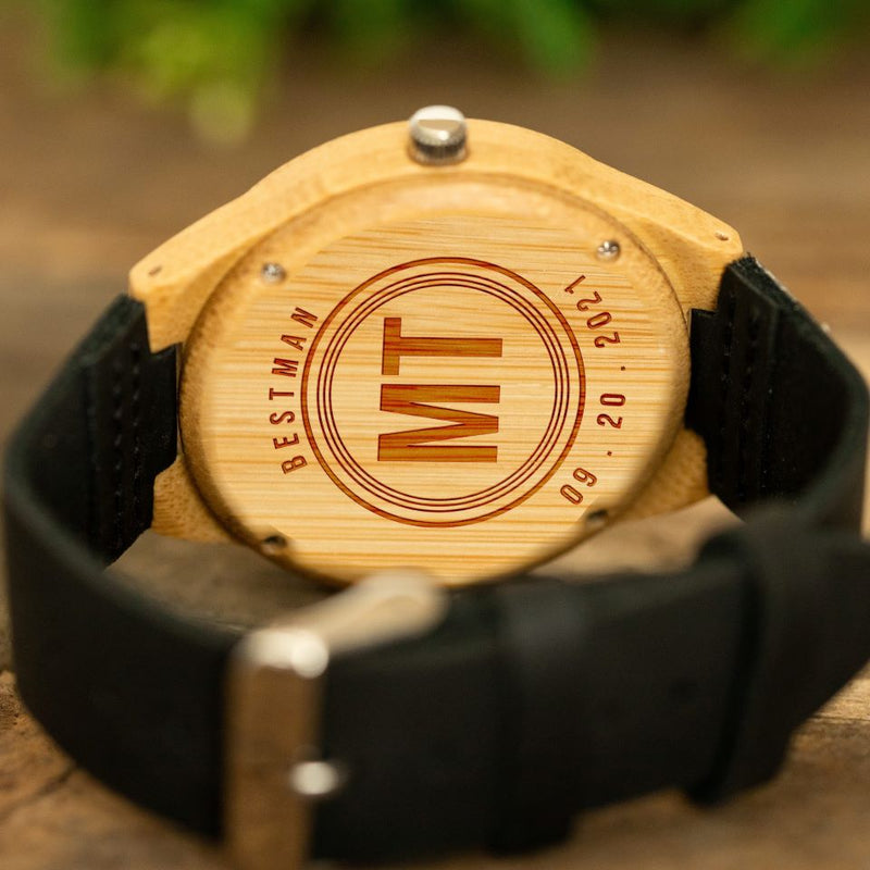 Personalized Wooden Watches for Groomsmen - Black